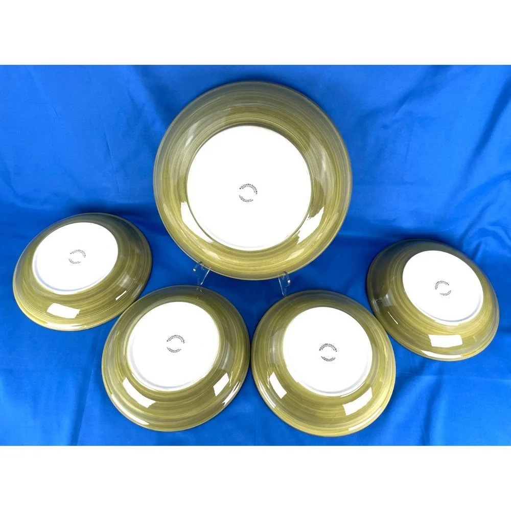 Williams Sonoma Liguria Olive Set 1 Serving & 4 Pasta Bowls Portugal EUC Vintage